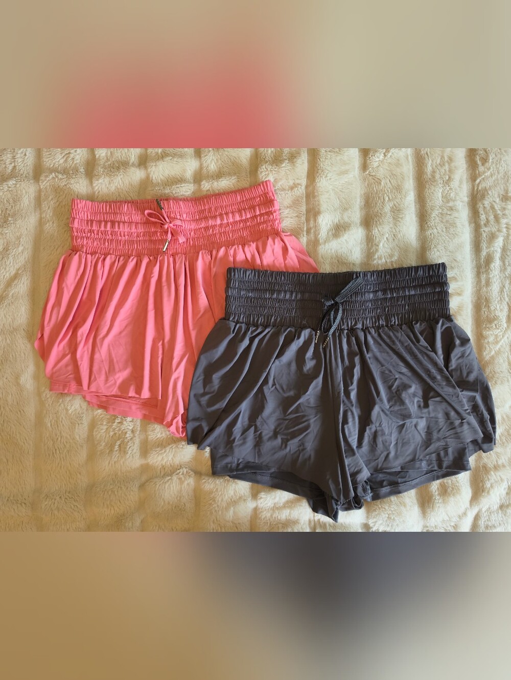 Bundle of 2 High Waisted Flowy Butterfly Athletic Shorts Set
